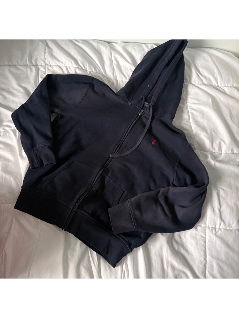 Vintage y2k navy blue and red  us polo assn zip up hoodie zip up. large